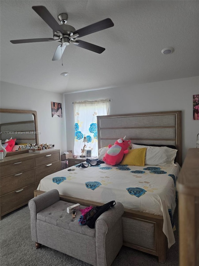 5317 Lugo St, Fort Pierce, FL 34951 - carpeted bedroom featuring a textured ceiling and ceiling fan