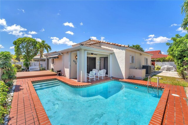 519 SW 88th Pl E, Miami, FL 33174 - view of pool with a ceiling fan and a patio area