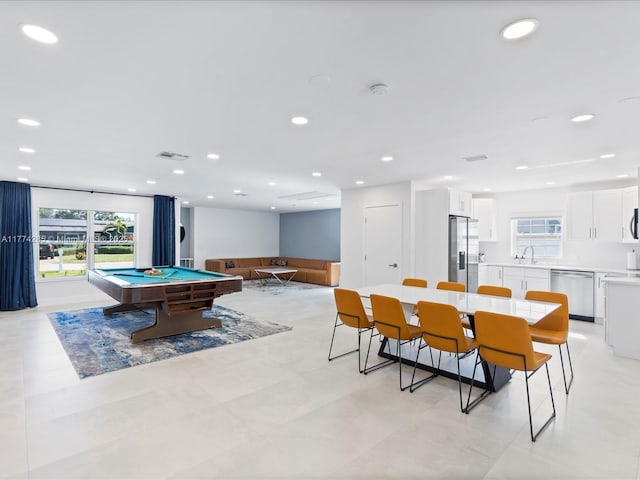 4991 SW 29th Way, Dania Beach, FL 33312 - game room featuring billiards, a sink, and recessed lighting