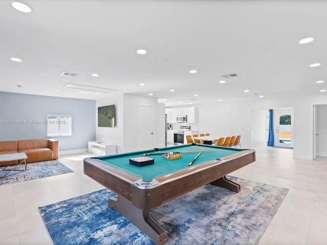 4991 SW 29th Way, Dania Beach, FL 33312 - rec room featuring billiards, recessed lighting, and baseboards