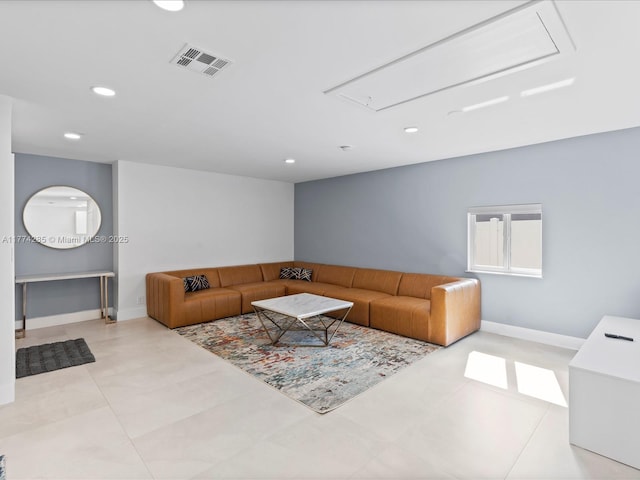 4991 SW 29th Way, Dania Beach, FL 33312 - living room featuring attic access, recessed lighting, and baseboards