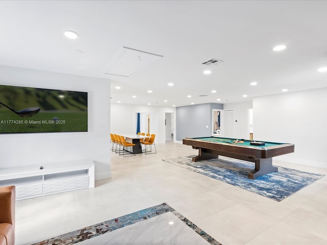 4991 SW 29th Way, Dania Beach, FL 33312 - game room with billiards, attic access, recessed lighting, and baseboards