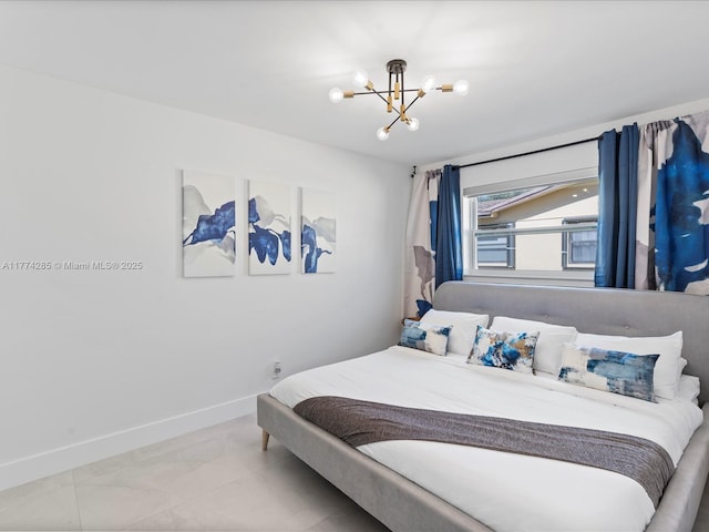 4991 SW 29th Way, Dania Beach, FL 33312 - bedroom featuring a chandelier and baseboards