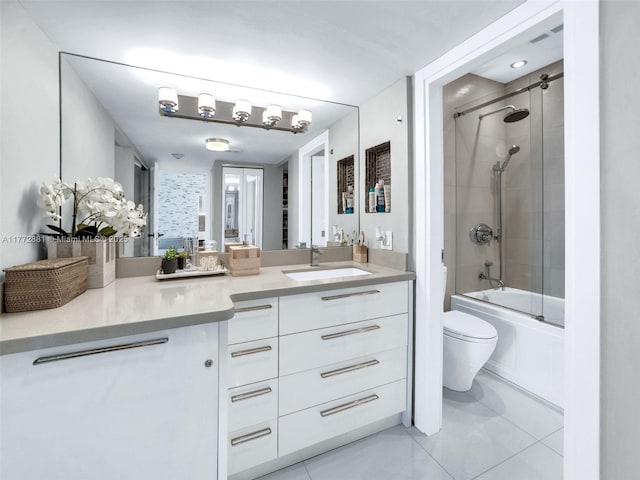 100 Bayview Dr Unit Ph01, Sunny Isles Beach, FL 33160 - full bathroom with toilet, vanity, tile patterned flooring, and bath / shower combo with glass door