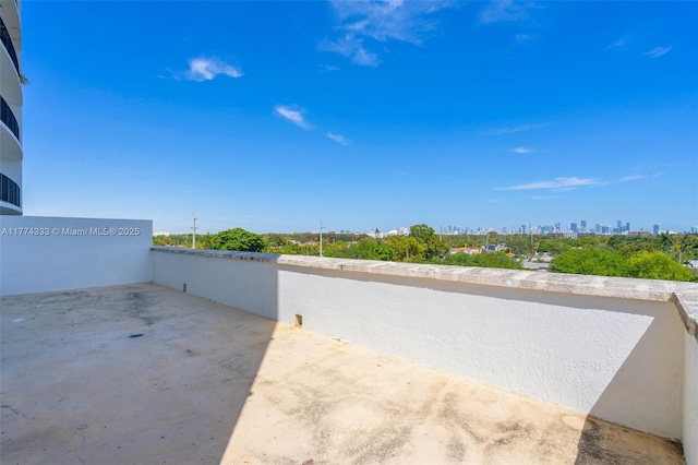view of patio with a view of skyline