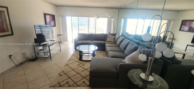 1950 S Ocean Dr Unit 6G, Hallandale Beach, FL 33009 - tiled living room featuring crown molding
