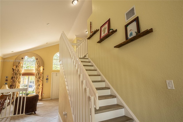16473 SW 30th St, Miramar, FL 33027 - stairs featuring crown molding and tile patterned floors