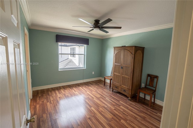 16473 SW 30th St, Miramar, FL 33027 - unfurnished bedroom featuring wood finished floors, ornamental molding, a ceiling fan, and a textured ceiling