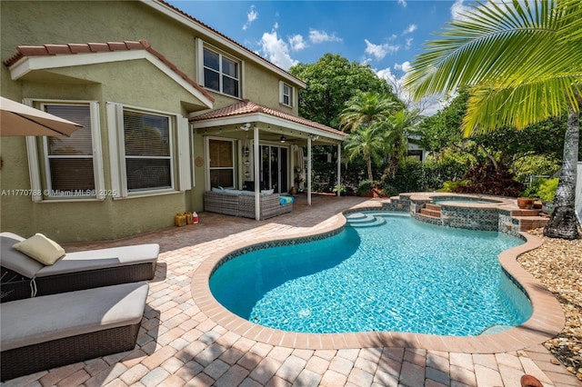 16473 SW 30th St, Miramar, FL 33027 - view of pool with a patio, a pool with connected hot tub, and an outdoor living space