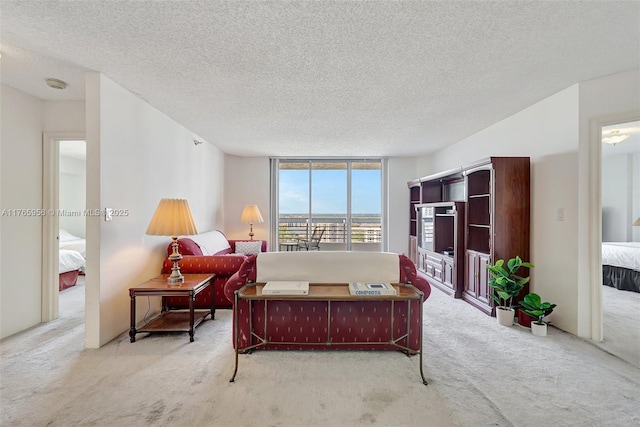 3530 Mystic Pointe Dr Unit 2903, Aventura, FL 33180 - living room with carpet, a textured ceiling, and floor to ceiling windows