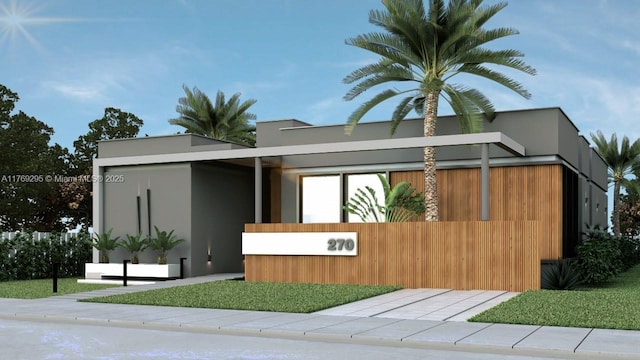 contemporary home with stucco siding