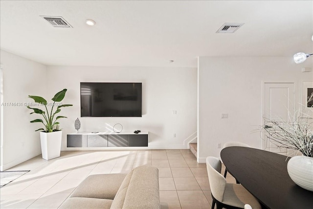 23300 SW 110th Ct, Homestead, FL 33032 - living room with baseboards, stairway, tile patterned floors, and visible vents