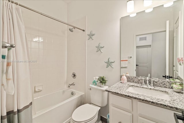 23300 SW 110th Ct, Homestead, FL 33032 - full bathroom with toilet, vanity, visible vents, and shower / bathtub combination with curtain