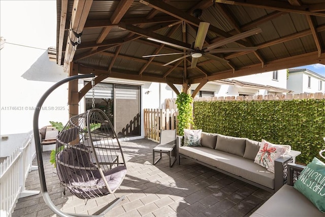 23300 SW 110th Ct, Homestead, FL 33032 - view of patio / terrace with an outdoor living space, a gazebo, and fence