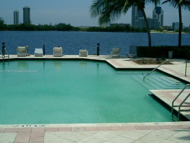 community pool with a water view