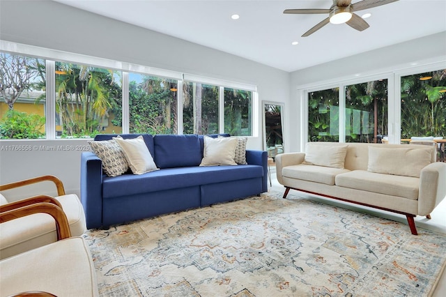 sunroom featuring recessed lighting