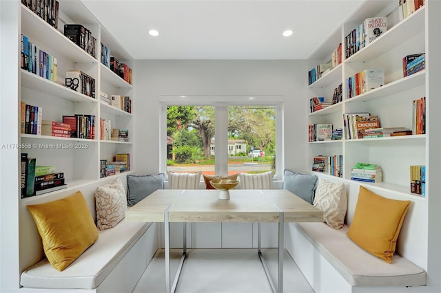 living area with recessed lighting