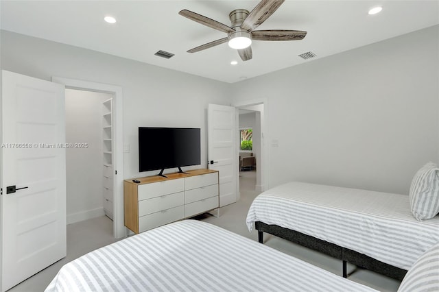 646 NE 114th St, Biscayne Park, FL 33161 - bedroom with recessed lighting, a spacious closet, ceiling fan, and a closet