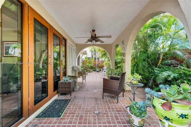 8914 SW 5th Ln, Miami, FL 33174 - view of patio / terrace featuring french doors and a ceiling fan