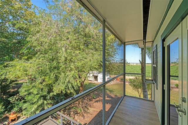 view of unfurnished sunroom