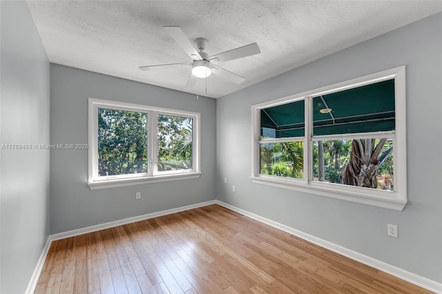 empty room with hardwood / wood-style floors, a wealth of natural light, and baseboards