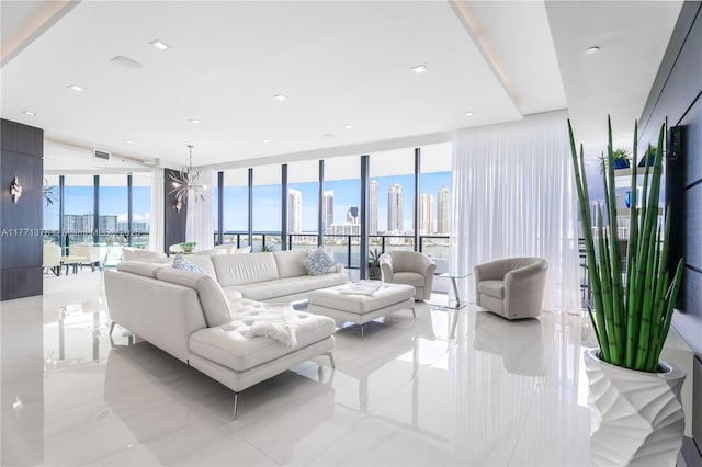 5000 Island Estates Dr Unit 704, Aventura, FL 33160 - living room with a city view, a wall of windows, and a wealth of natural light