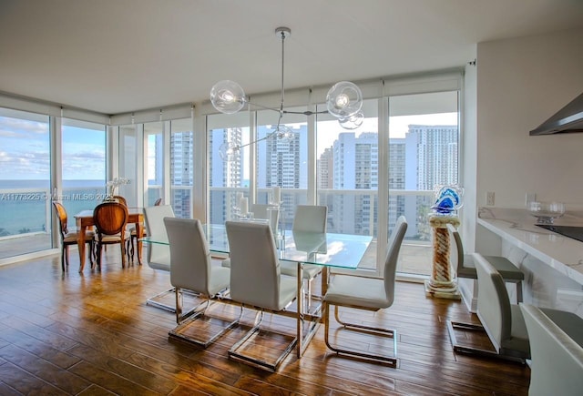 1850 S Ocean Dr Unit 1004, Hallandale Beach, FL 33009 - dining room with hardwood / wood-style floors, a city view, and floor to ceiling windows