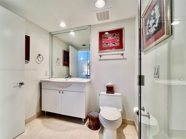 1850 S Ocean Dr Unit 1004, Hallandale Beach, FL 33009 - full bath featuring a shower stall, visible vents, toilet, and baseboards