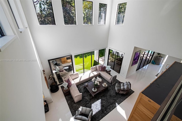 7360 SW 53rd Pl, Miami, FL 33143 - living area featuring a towering ceiling and tile patterned flooring