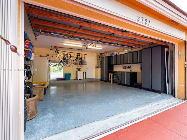 garage with a garage door opener