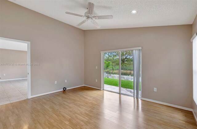 16249 NW 24th St, Pembroke Pines, FL 33028 - empty room with a ceiling fan, a textured ceiling, light wood finished floors, and recessed lighting