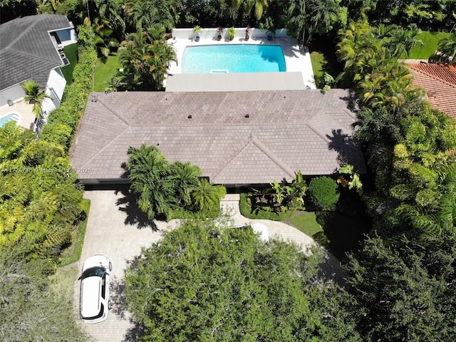 1523 Blue Rd, Coral Gables, FL 33146 - view from above of property featuring a pool area