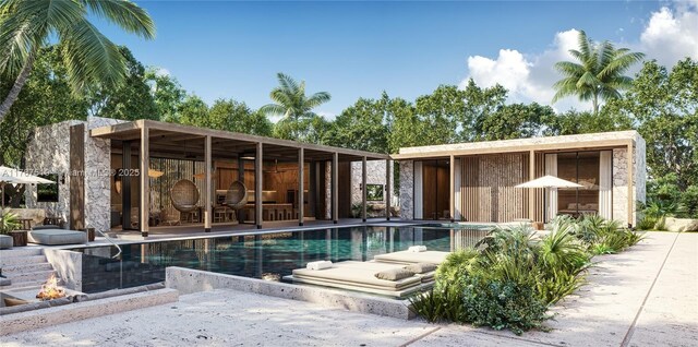 10061 SW 60th Ct, Pinecrest, FL 33156 - pool featuring an outdoor structure and a patio