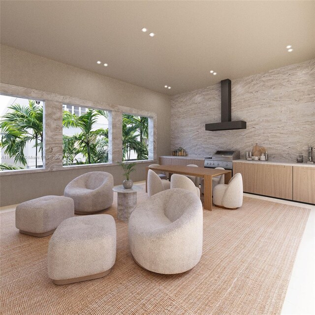 915 Palermo Ave Unit 1, Coral Gables, FL 33134 - living room featuring recessed lighting and a wood stove