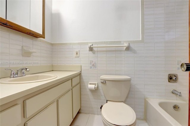 bathroom featuring tile walls and toilet