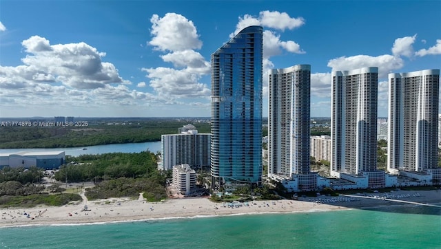15701 Collins Ave Unit 1004, Sunny Isles Beach, FL 33160 - aerial view of waterfront with a beach and a skyline view
