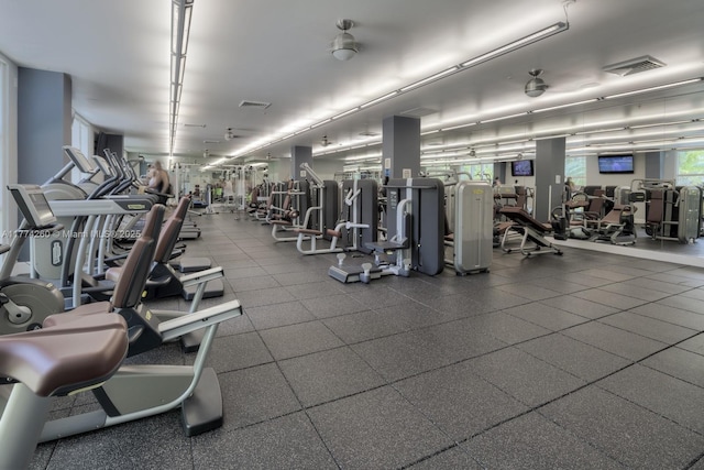 gym featuring visible vents