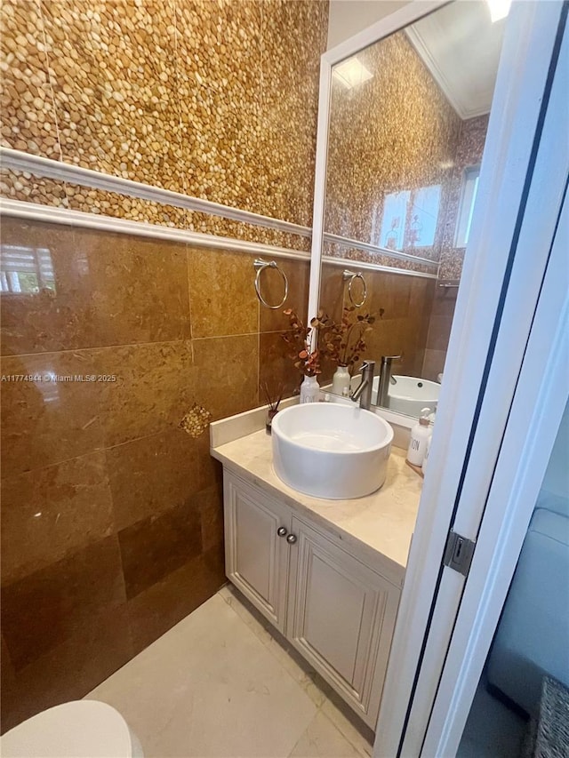 14261 SW 30th St, Miami, FL 33175 - bathroom featuring vanity and tile walls