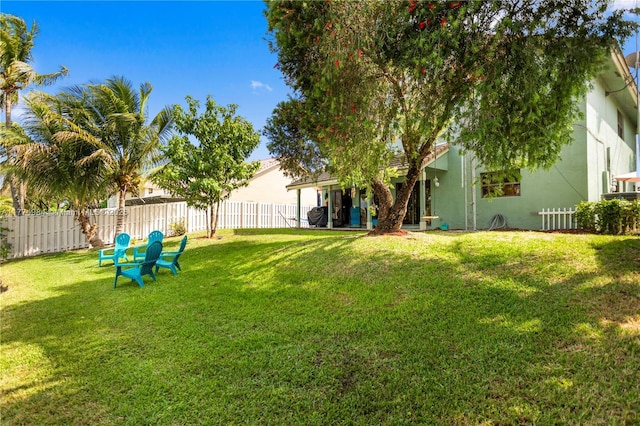 view of yard featuring a fenced backyard