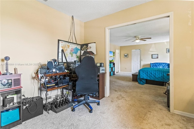 14201 Summersville Pl, Davie, FL 33325 - carpeted office space with ceiling fan, baseboards, and a textured ceiling
