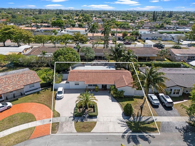 drone / aerial view with a residential view