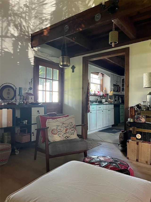 5508 Spruce Dr, Fort Pierce, FL 34982 - bedroom with multiple windows and beam ceiling