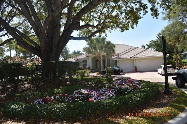 12044 NW 9th Pl, Coral Springs, FL 33071 - view of front facade featuring a tiled roof, driveway, a garage, and stucco siding