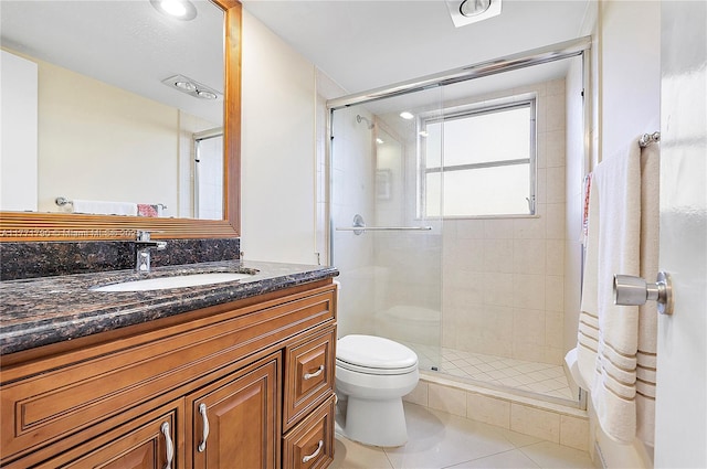 2940 N Course Dr Unit 712, Pompano Beach, FL 33069 - full bathroom with toilet, a shower stall, tile patterned flooring, and vanity