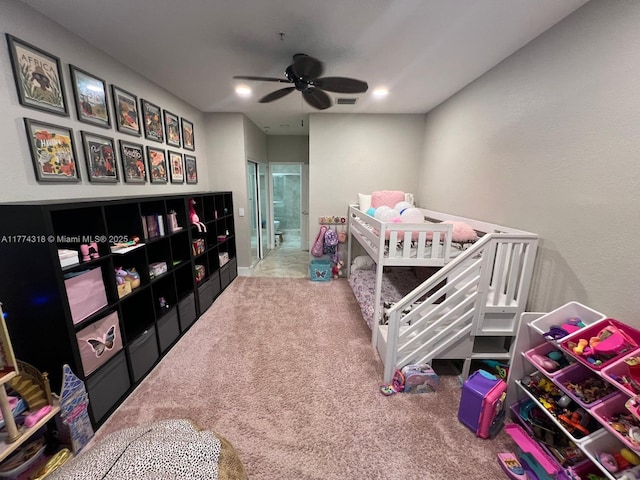 75 Gulfstream Rd Unit 211B, Dania Beach, FL 33004 - carpeted bedroom featuring recessed lighting and ceiling fan