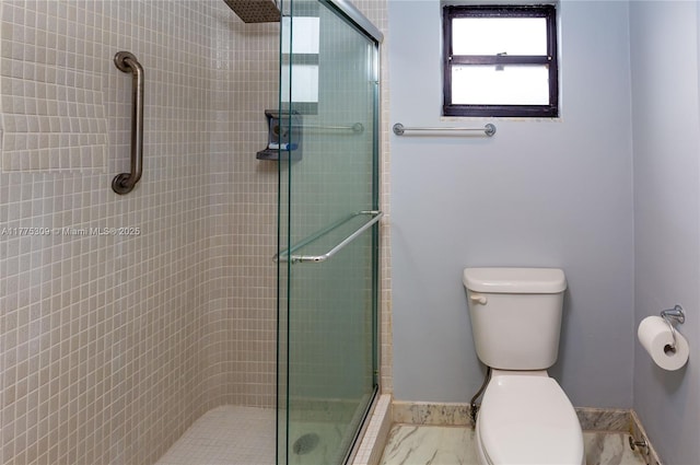 9180 W Bay Harbor Dr Unit 5C, Bay Harbor Islands, FL 33154 - full bathroom featuring toilet, a shower stall, and baseboards
