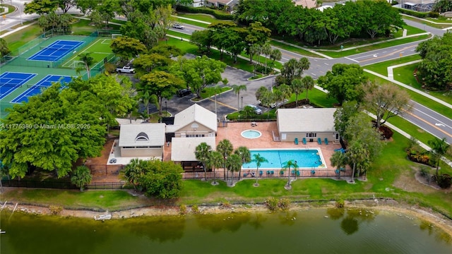 10766 Crescendo Cir, Boca Raton, FL 33498 - drone / aerial view of a pool and a large body of water