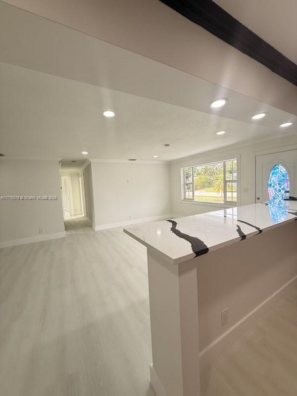 4529 SW 24th St, Fort Lauderdale, FL 33317 - kitchen featuring recessed lighting, open floor plan, and light wood-style flooring