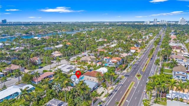 bird's eye view featuring a water view