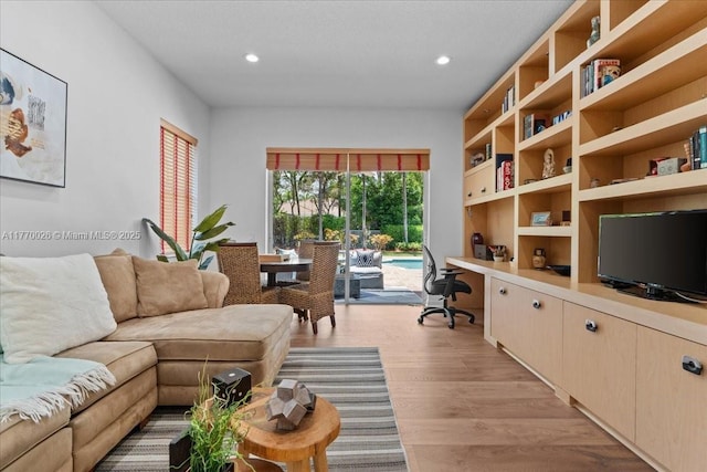 1427 Victoria Isle Dr, Weston, FL 33327 - living area featuring light wood finished floors and recessed lighting
